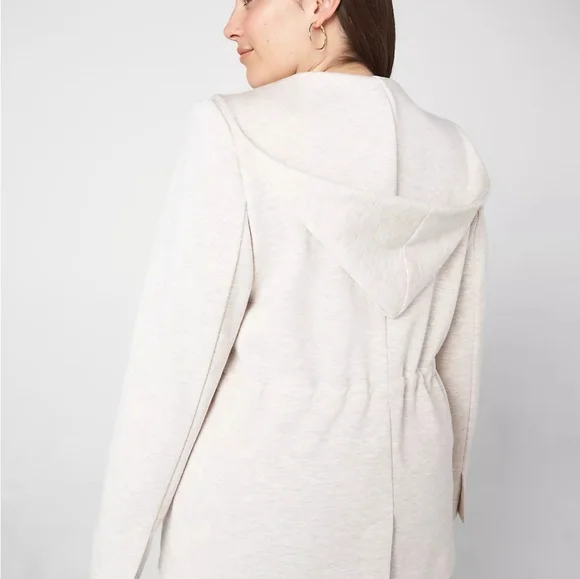 LB Journey Knit Hooded Jacket in Oatmeal 22 Petite NWT - Picture 3 of 5